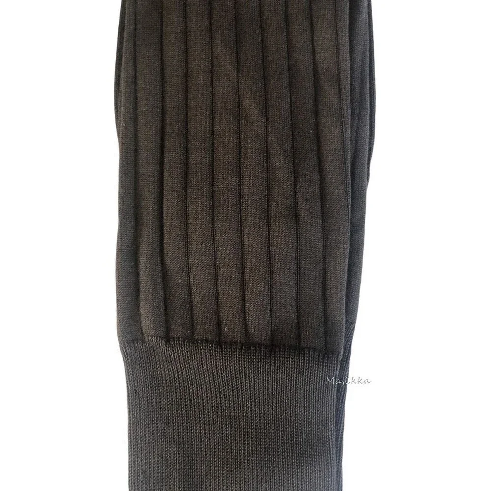 Ike Behar Mens Over the Calf Knee Dress Socks Brown Portugal Cotton Size 10-13